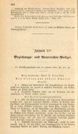 Abschnitt XIV. Erziehungs- und Unterrichts-Polizei
