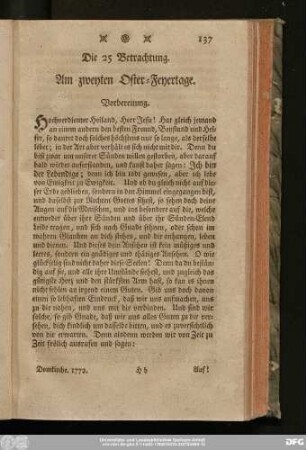 Die 25 Betrachtung. Am zweyten Oster-Feyertage.