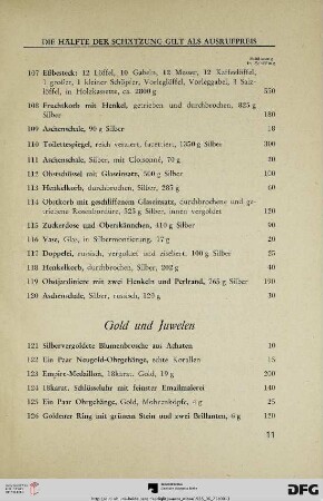Gold und Juwelen (Nr. 121-142)