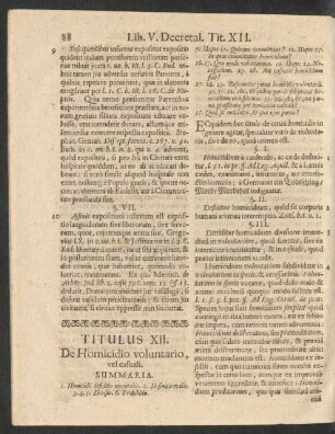 Titulus XII. De Homicidio voluntario, vel casuali