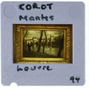 Corot, Die Brücke in Mantes mit Bäumen