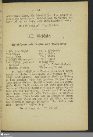 XI. Gebäcke