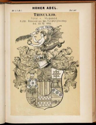 Taf. 380. Trivulzio, Fürst v. Musocco. K. Ital. Renovation des Fürstenstandes d. d. 26. VII. 1885.