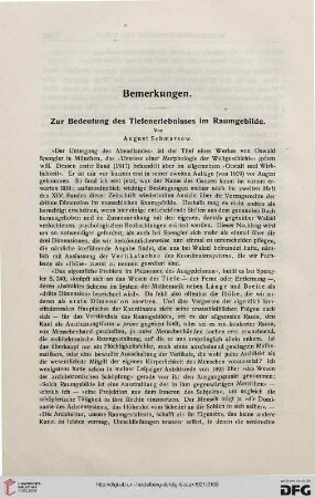 Zur Bedeutung des Tiefenerlebnisses im Raumgebilde