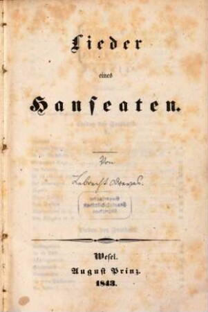 Lieder eines Hanseaten : Von Lebrecht Dreves