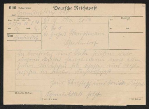 Brief von Hans Christoph Kaergel und Trude Kaergel an Gerhart Hauptmann