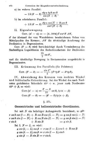 Geocentrische und heliocentrische Coordinaten.