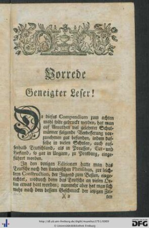 Vorrede. Geneigter Leser!