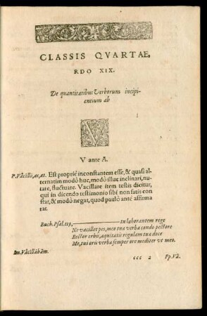 Classis Quartae, Rdo XIX. ... V