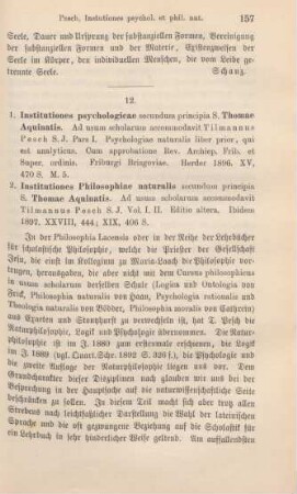 157-160 [Rezension] Pesch, Tilmann, Institutiones psychologicae secundum principia S. Thomae Aquinatis