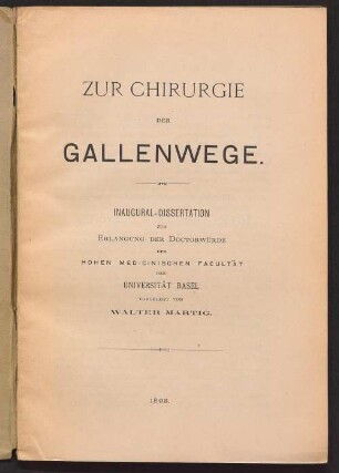 Zur Chirurgie der Gallenwege