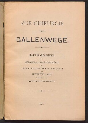 Zur Chirurgie der Gallenwege