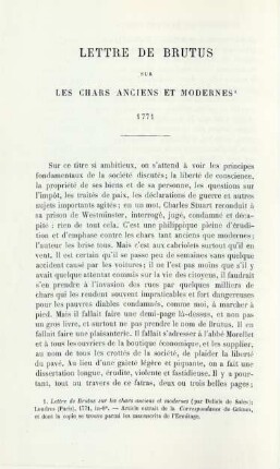 Lettres de Brutus sur les chars anciens et modernes