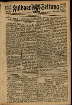 Erste Ausgabe vom Montag, den 11. November 1907.