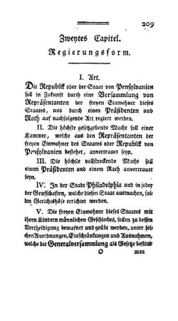 Zweytes Capitel - Regierungsform