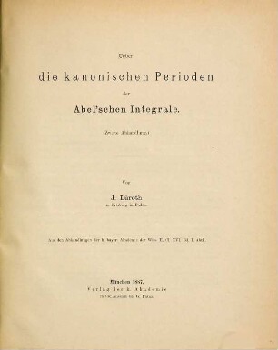 Ueber die kanonischen Perioden der Abel'schen Integrale, 2