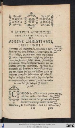 De Agone Christiano Liber Unus.