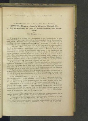 Experimenteller Beitrag zur chemischen Wirkung der Röntgenstrahlen.