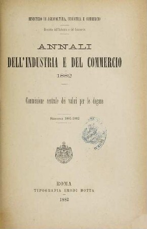 Annali del industria e del commercio. 1882,3