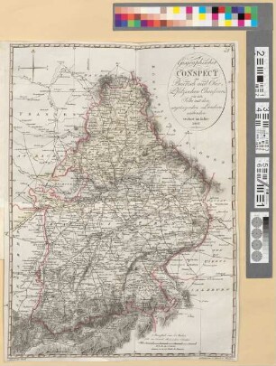 Reise Atlas von Bajern oder Geographisch-geometrische Darstellung aller bajrischen Haupt- und Landstraßen mit den daranliegenden Ortschaften und Gegenden : nebst Kurzer Beschreibungen alles dessen, was auf und an einer jeden der gezeichneten Straßen für den Reisenden merkwürdig seyn kann. [Gewidmet] Joseph August Grafen von Toerring. [66], Geographischer Conspect der Baierisch und Ober-Pfälzischen Chausséen wie sich Selbe mit den angränzenden Ländern verbinden