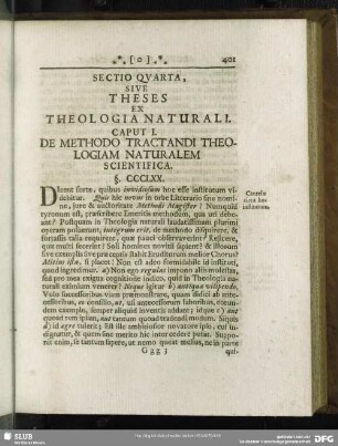 Sectio Quarta, Sive Theses Ex Theologia Naturali