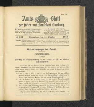No.251, Sonnabend, den 11. Oktober 1919