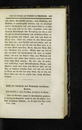 Ueber die Vortheile und Nachtheile der Privatstunden