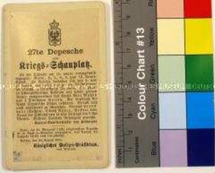 Gedruckte Kriegsdepesche vom Königlichen Polizei-Präsidium über die Schlacht von Gravelotte am 18.8.1870 während des Deutsch-Französischen Krieges