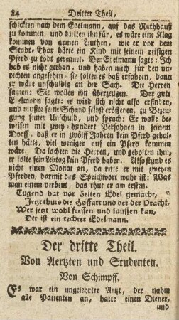 Der dritte Theil. Von Aertzten und Studenten