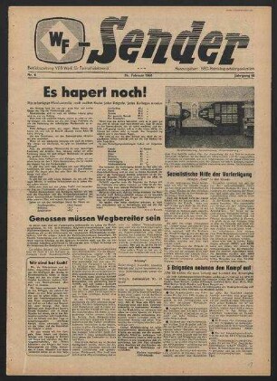 Betriebszeitung 'WF-Sender', Nr.8/1960 (26. Februar 1960)