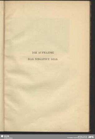 Die Aufnahme, Das negativ Bild