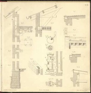 Tafel VIII: Beispiel eines Arbeiterwohnhauses, Ansicht, Schnitt, Grundriss