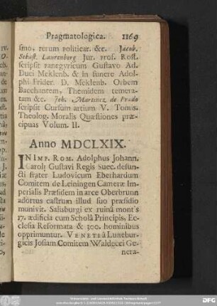 Anno MDCLXIX.