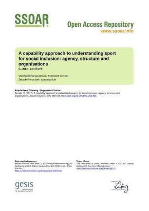 A capability approach to understanding sport for social inclusion: agency, structure and organisations