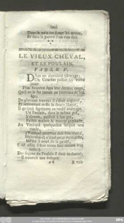 Le Vieux Cheval, Et Le Poulain. Fable V.