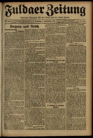 Erste Ausgabe vom Samstag, den 03. September 1921.