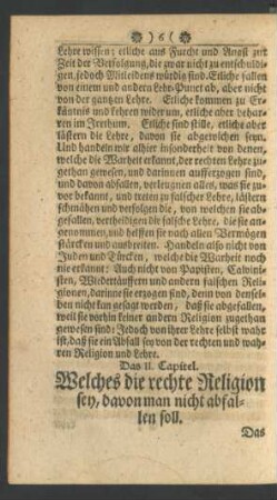 Das II. Capitel. Welches die rechte Religion sey, davon man nicht abfallen soll