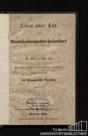 Leben oder Tod den Runkelrübenzucker-Fabriken?