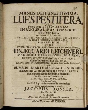 Manus Dei Funestissima, Lues Pestifera