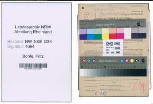 Entnazifizierung Fritz Bohle , geb. 03.11.1910 (Kaufm.Angestellter)