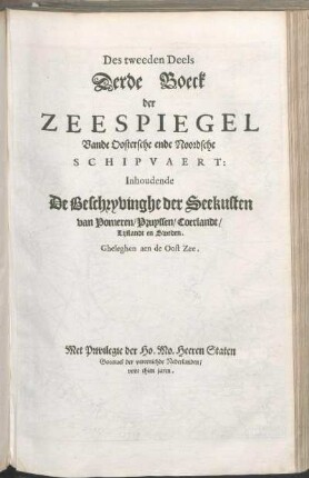 Des tweeden Deels Derde Boeck der Zeespiegel