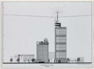 Gutachten Victoria City Areal, 2. Phase (nicht realisiert) 1. Preisgruppe – Ansicht von der Joachimsthaler Straße. Berlin-Charlottenburg, Kranzler-Eck/Kurfürstendamm/Joachimsthaler Straße/Kantstraße