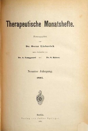 Therapeutische Monatshefte. 9. 1895