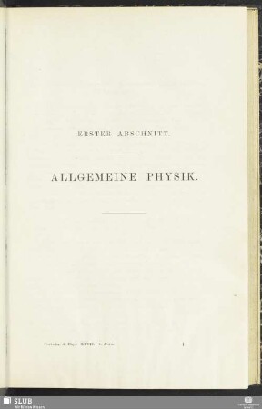 Erster Abschnitt. Allgemeine Physik