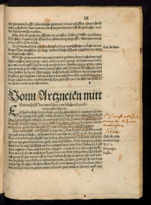Vonn Artzneien mitt Gottes hülff den menschen von solichen kranckeyten zubehütten.