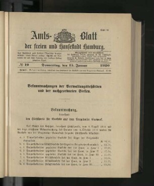 No. 10, 15. Januar 1920