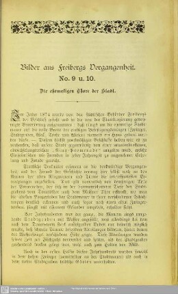 Bilder aus Freibergs Vergangenheit No. 9 u. 10. Die ehemaligen Thore der Stadt