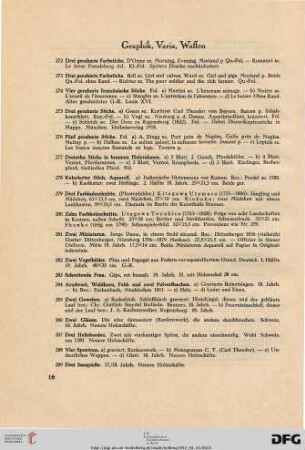 Graphik, Varia, Waffen (Nr. 272-289)