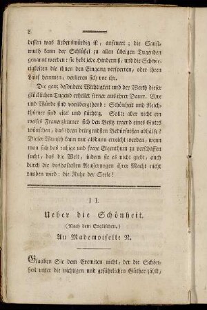 II. Ueber die Schönheit