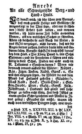 Anrede An alle Schweizerische Berg- und Land-Leute.